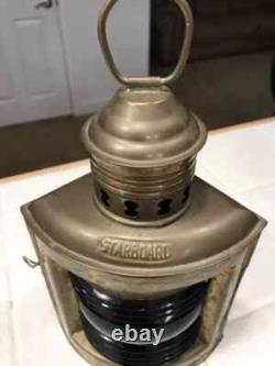 Vintage Nautical Brass Port Lantern & Star Board Oil Lamp Red & Green Maritime