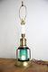 Vintage Nautical Lantern Table Lamp Electric Light Green glass no shade antique
