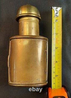 Vintage Nautical Maritime Naval Lantern with Brass & Wood Oil XIXth