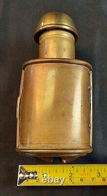 Vintage Nautical Maritime Naval Lantern with Brass & Wood Oil XIXth