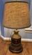 Vintage Nautical Port Lantern Table Lamp Brass Red Lens with Wood Rope Base