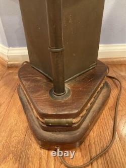 Vintage Nautical Port Lantern Table Lamp Brass Red Lens with Wood Rope Base