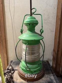 Vintage Nautical Ship Lantern 21 Green Maritime Light Decor Large
