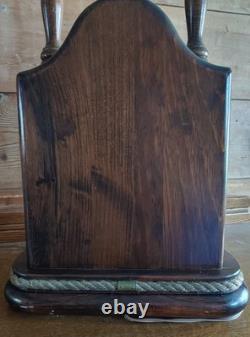Vintage Nautical Ship Lantern Brass & Mahogany Table Lamp Steampunk Sailor Lamp