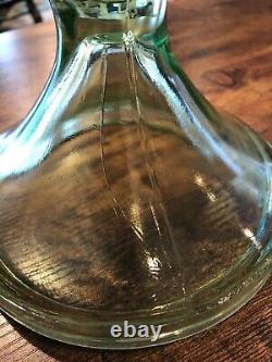 Vintage Oil Lamp Uranium Green Vaseline Depression Glass P&A Banner