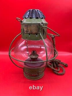 Vintage Old Antique Russian Kerosene Round Globe Hanging Lantern No. 2279