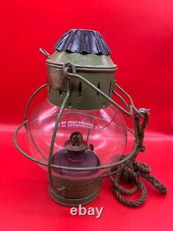 Vintage Old Antique Russian Kerosene Round Globe Hanging Lantern No. 2279