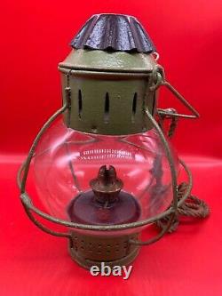 Vintage Old Antique Russian Kerosene Round Globe Hanging Lantern No. 2279