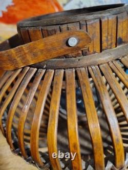 Vintage Old Rattan Wooden Table Lantern Hand Crafted 9