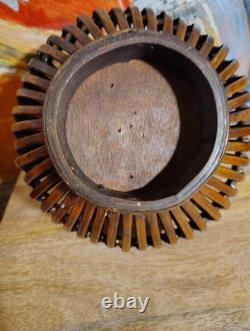 Vintage Old Rattan Wooden Table Lantern Hand Crafted 9