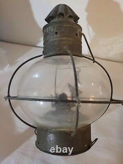 Vintage Onion Shape Navigation Light Caged Globe Attached Chain Set Of 2 Antique