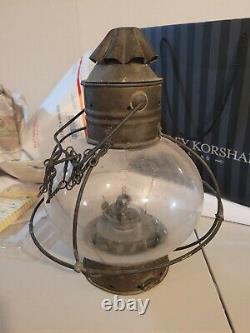 Vintage Onion Shape Navigation Light Caged Globe Attached Chain Set Of 2 Antique