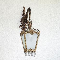 Vintage Ornate Brass 4 Panels Lantern Wall Light Fixture Sconce