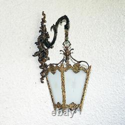 Vintage Ornate Brass 4 Panels Lantern Wall Light Fixture Sconce