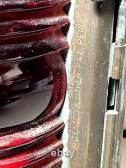 Vintage PERKO Maritime Navigation Light Lantern Red Glass Globe with Burner