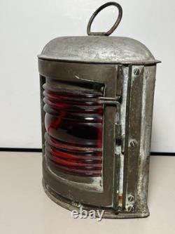 Vintage PERKO Maritime Navigation Light Lantern Red Glass Globe with Burner