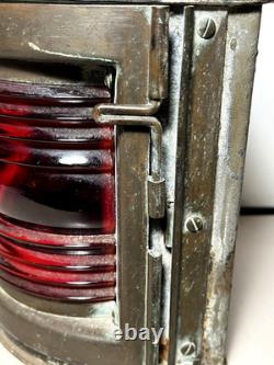 Vintage PERKO Maritime Navigation Light Lantern Red Glass Globe with Burner