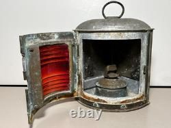 Vintage PERKO Maritime Navigation Light Lantern Red Glass Globe with Burner