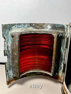Vintage PERKO Maritime Navigation Light Lantern Red Glass Globe with Burner