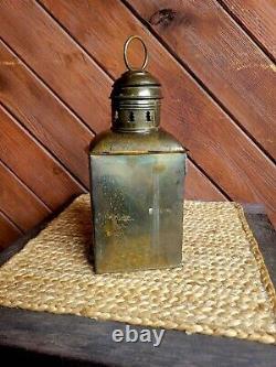 Vintage PERKO PERKINS Corner Marine Ships Red Lense Lantern Lamp with Oil Font