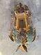 Vintage Painted Iron Italian Hanging Garden Lantern/ Light (30inx13in)(18 lbs.)