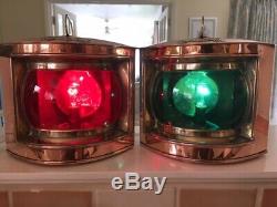 Vintage Pair Of Ships Lights. Port & Starboard Lanterns. Boat Yacht Lamps Marine