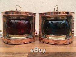 Vintage Pair Of Ships Lights. Port & Starboard Lanterns. Boat Yacht Lamps Marine