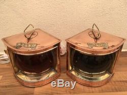 Vintage Pair Of Ships Lights. Port & Starboard Lanterns. Boat Yacht Lamps Marine