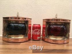 Vintage Pair Of Ships Lights. Port & Starboard Lanterns. Boat Yacht Lamps Marine