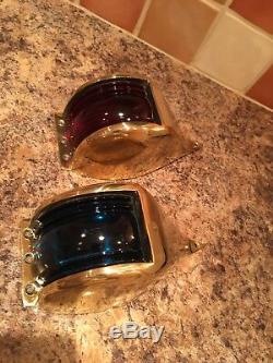 Vintage Pair of Classic Port & Starboard Brass Lights. Boat Yacht Ship Lanterns