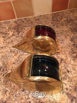 Vintage Pair of Classic Port & Starboard Brass Lights. Boat Yacht Ship Lanterns