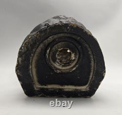 Vintage Paper Mache Black Cat On Fence Halloween Lantern Bucket Antique