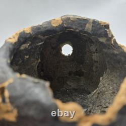 Vintage Paper Mache Black Cat On Fence Halloween Lantern Bucket Antique