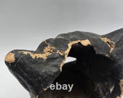 Vintage Paper Mache Black Cat On Fence Halloween Lantern Bucket Antique