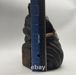 Vintage Paper Mache Black Cat On Fence Halloween Lantern Bucket Antique