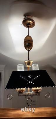 Vintage Pendant Light Country Lodge Cabin Toleware Copper Lantern Adjustable Hgt