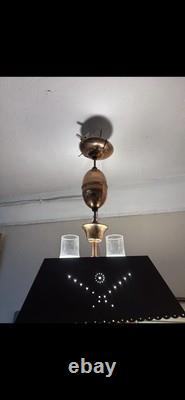 Vintage Pendant Light Country Lodge Cabin Toleware Copper Lantern Adjustable Hgt