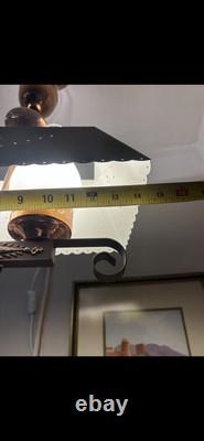 Vintage Pendant Light Country Lodge Cabin Toleware Copper Lantern Adjustable Hgt