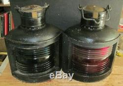 Vintage Perkins (perko) Ships Port And Starboard Lanterns- Large Size. Beauties