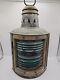 Vintage Perko De Lite Marine Lamp Nautical Ship Lantern Green Teal Glass