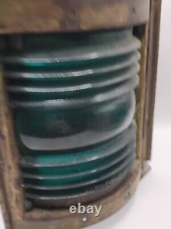 Vintage Perko De Lite Marine Lamp Nautical Ship Lantern Green Teal Glass