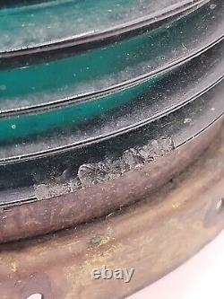 Vintage Perko De Lite Marine Lamp Nautical Ship Lantern Green Teal Glass