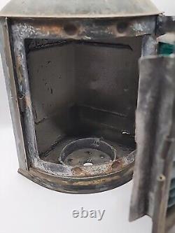 Vintage Perko De Lite Marine Lamp Nautical Ship Lantern Green Teal Glass