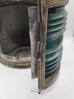 Vintage Perko De Lite Marine Lamp Nautical Ship Lantern Green Teal Glass