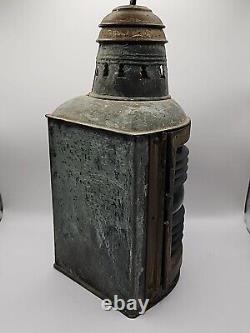 Vintage Perko De Lite Marine Lamp Nautical Ship Lantern Green Teal Glass