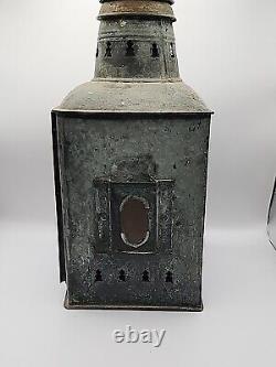 Vintage Perko De Lite Marine Lamp Nautical Ship Lantern Green Teal Glass