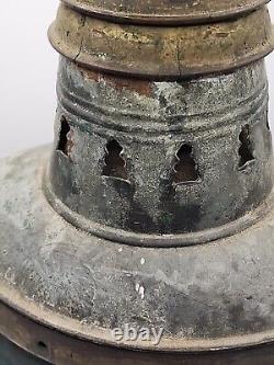 Vintage Perko De Lite Marine Lamp Nautical Ship Lantern Green Teal Glass