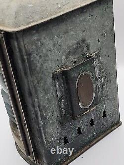 Vintage Perko De Lite Marine Lamp Nautical Ship Lantern Green Teal Glass