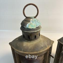 Vintage Perko De Lite Navigation Boat Lantern Pair Red And Green 12 Inch