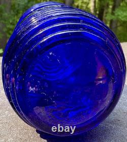 Vintage Perko Deep Cobalt Blue Glass Inner Fresnel Globe Lens (5.5 x 2.25)